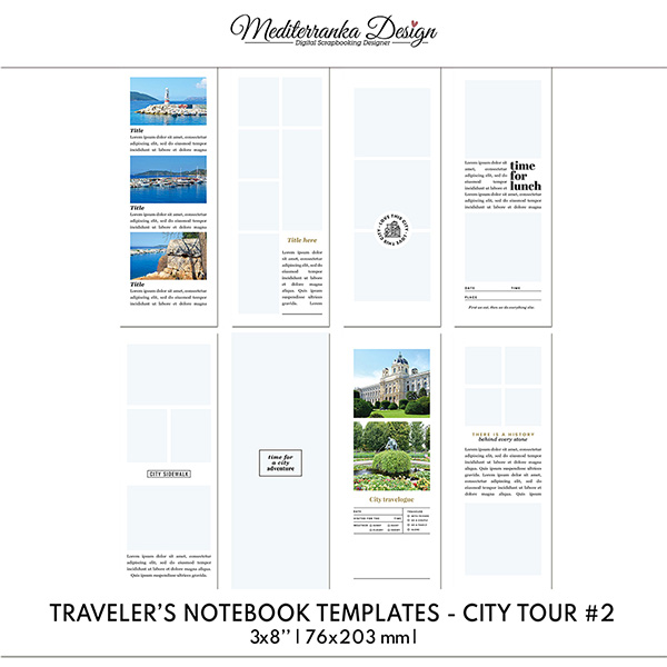 City tour (Travelers Notebook Templates #2 - 3x8) 