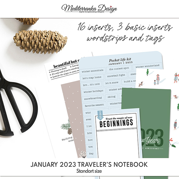 January 2023 (Printable traveler's notebook kit) 