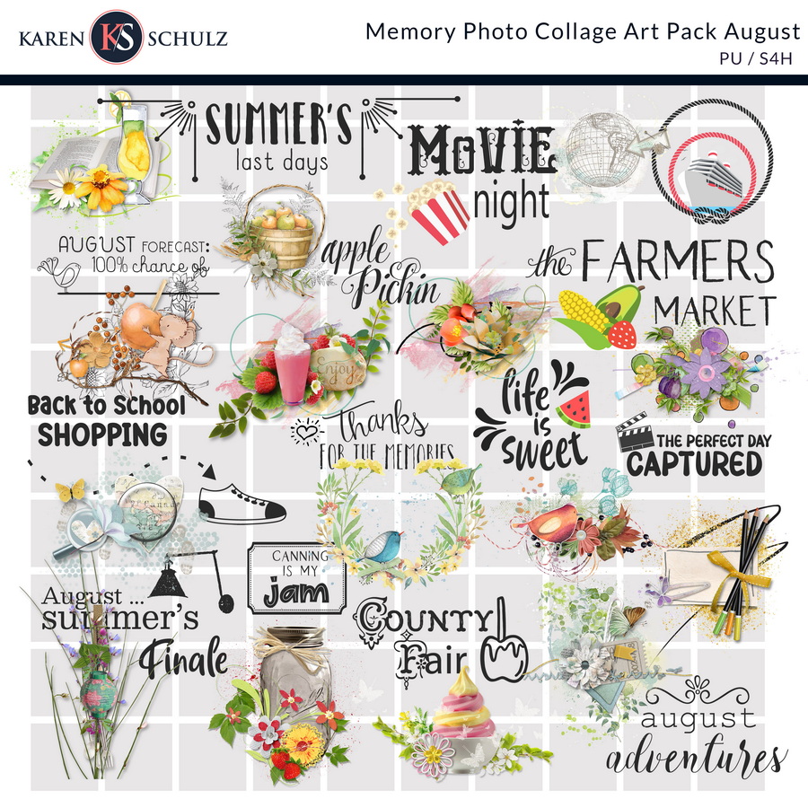 Memory Photo Collage Art Pack August