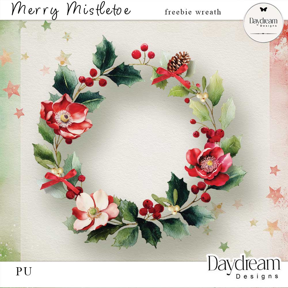 Merry Mistletoe Freebie Wreath by Daydream Designs