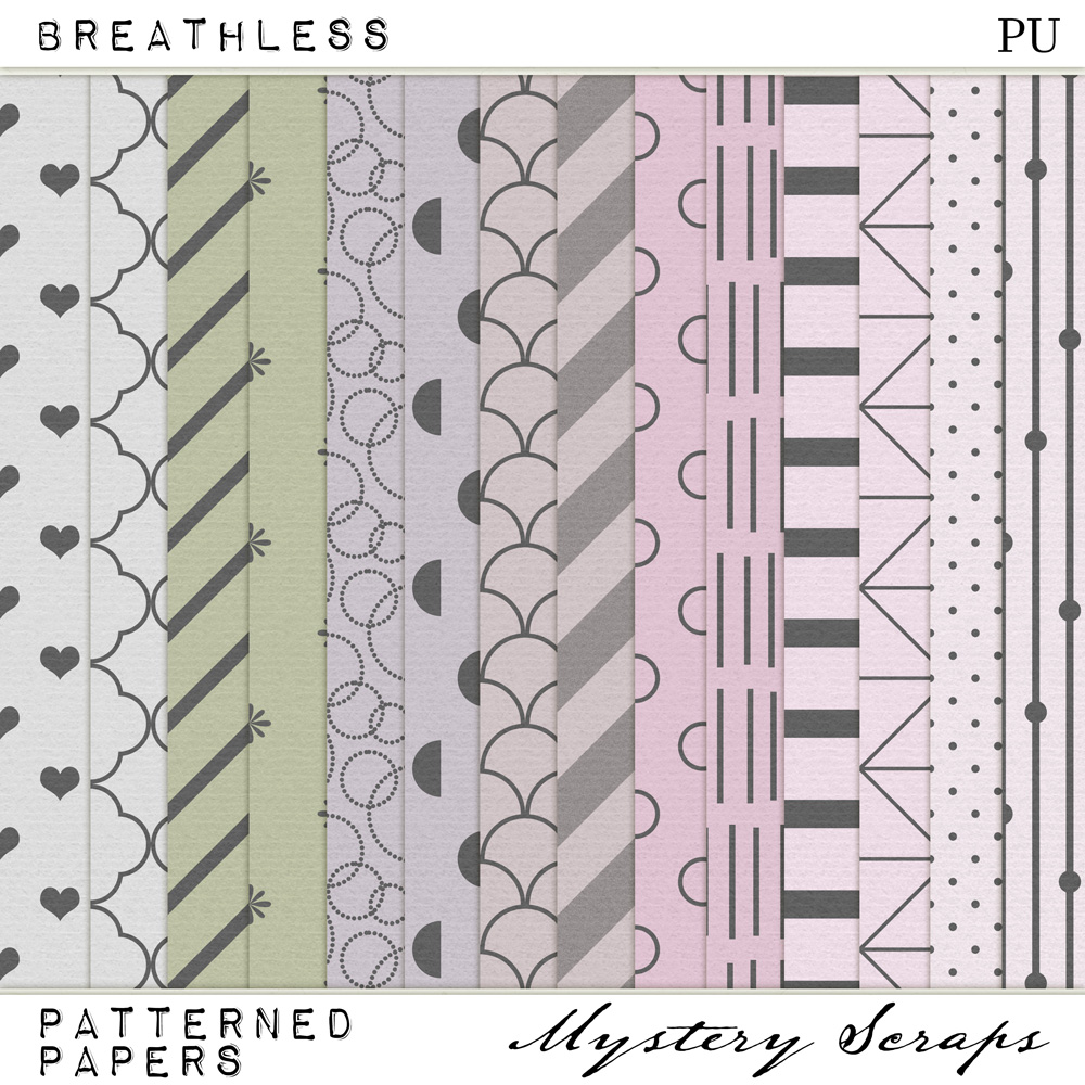 Breathless Patterned Papers by Mystery Scraps 