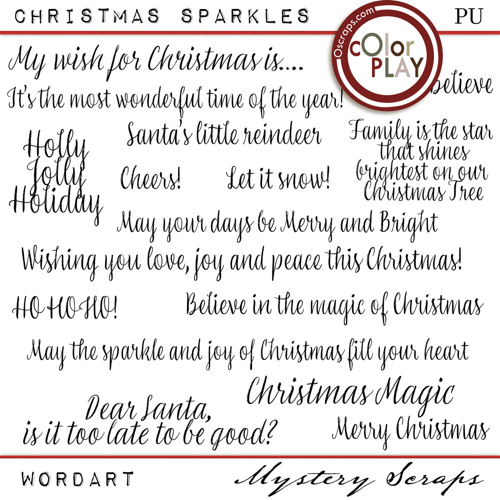 Christmas Sparkles Wordart by Mystery Scraps 