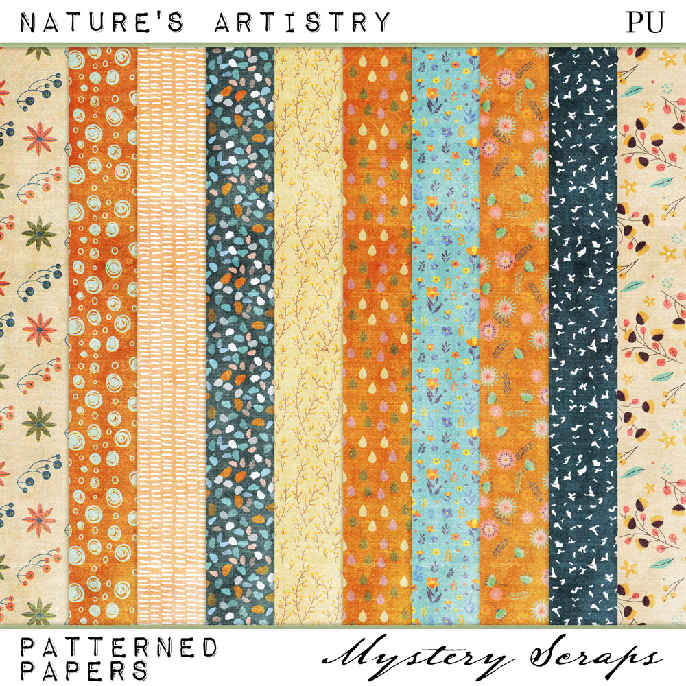 Nature's Artistry Patterned Papers by Mystery Scraps 