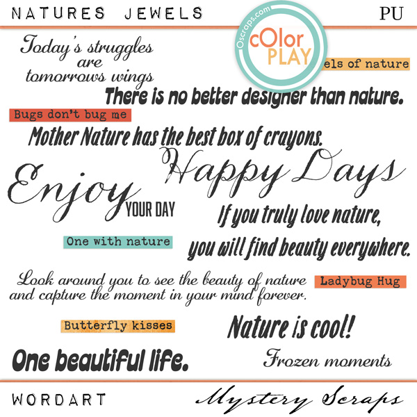 Natures Jewels Wordart by Mystery Scraps