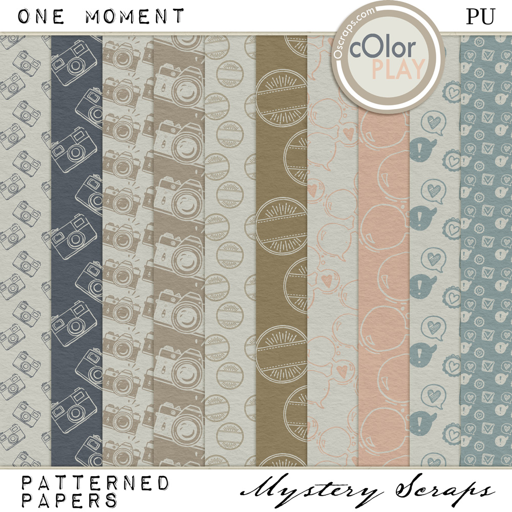 One Moment Patterned Papers by Mystery Scraps  