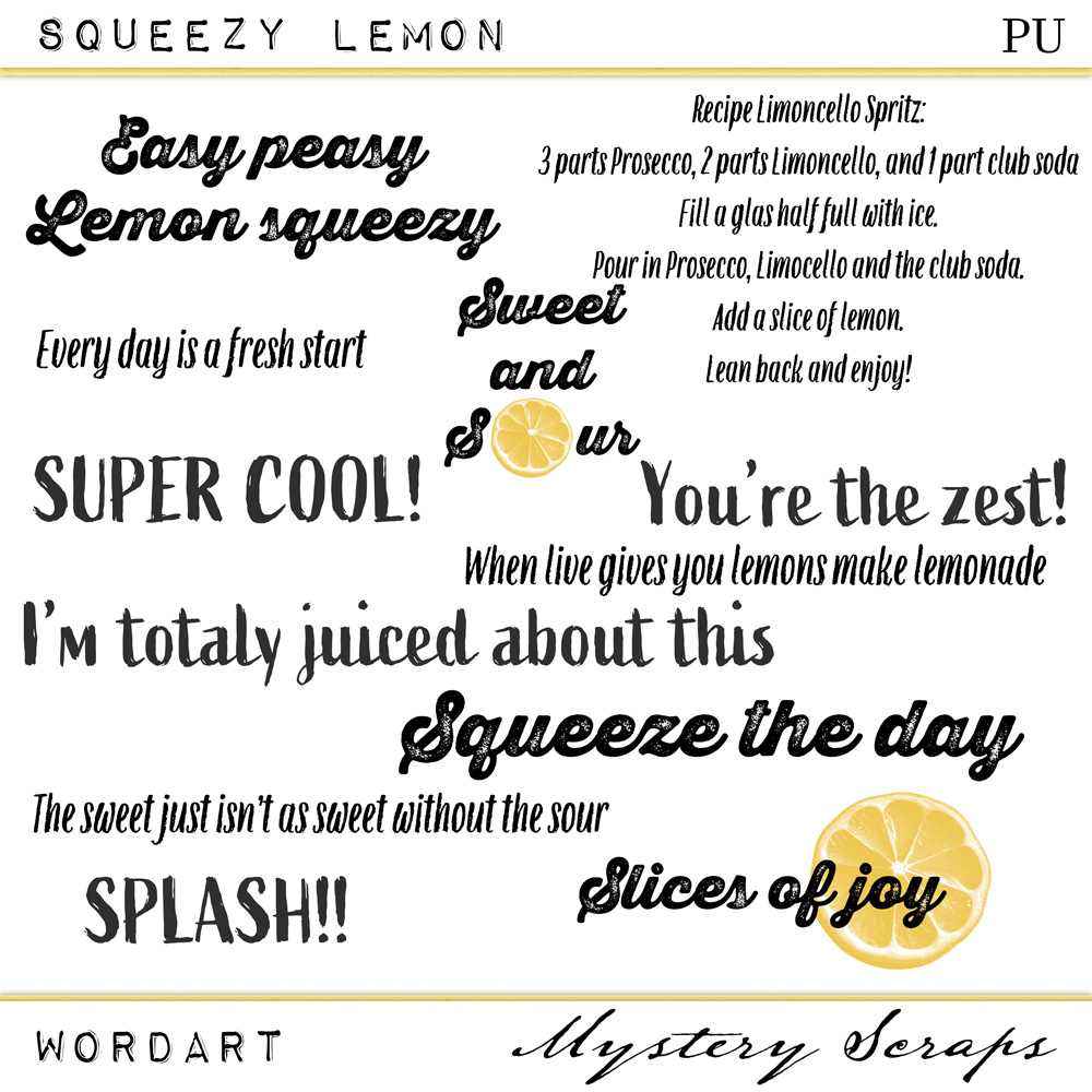 Squeezy Lemon Wordart by Mystery Scraps 