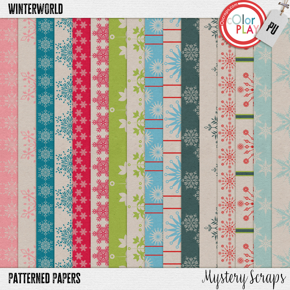 Winterworld Patterned Papers by Mystery Scraps 