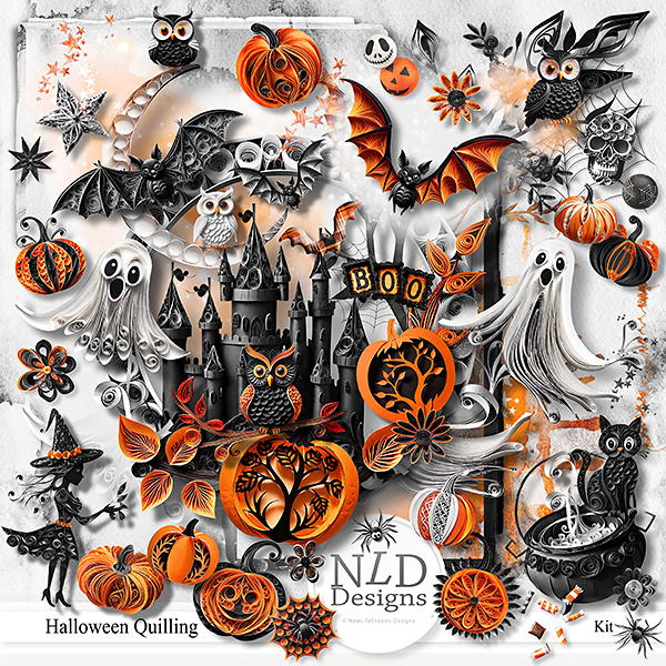 Halloween Quilling Digital Scrapbooking Kit by NLD Designs