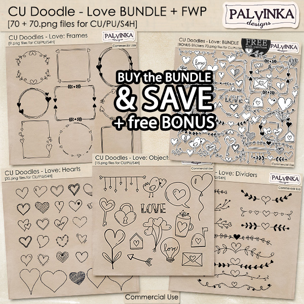 CU Doodles - Love: BUNDLE + free Bonus