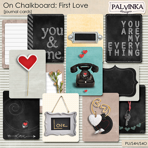 On Chalkboard: First Love Journal Cards