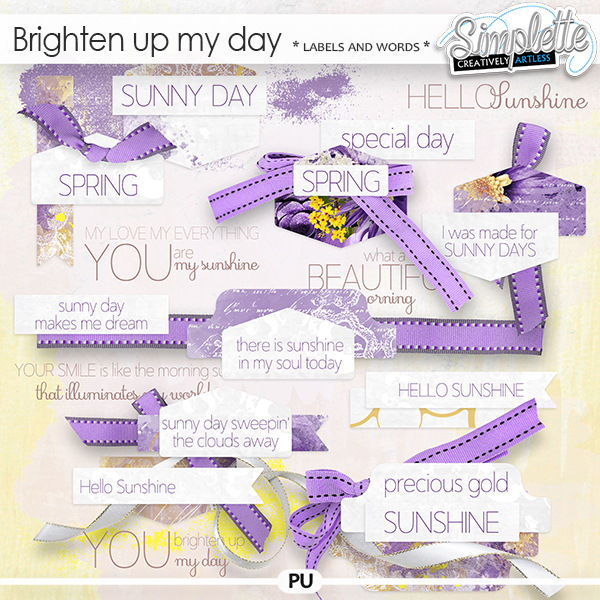 Brighten up my day (labels and wordarts) by Simplette | Oscraps
