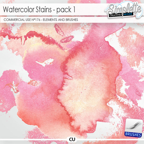 Watercolor Stains (CU elements and brushes) 176 by Simplette | Oscraps