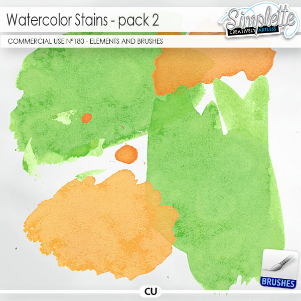 Watercolor Stains (CU elements and brushes) 180 by Simplette | Oscraps