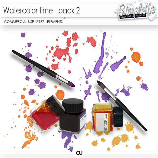 Watercolor Time - pack 2 (CU elements) 187 by Simplette | Oscraps
