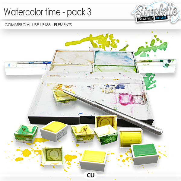 Watercolor Time - pack 3 (CU elements) 188 by Simplette | Oscraps