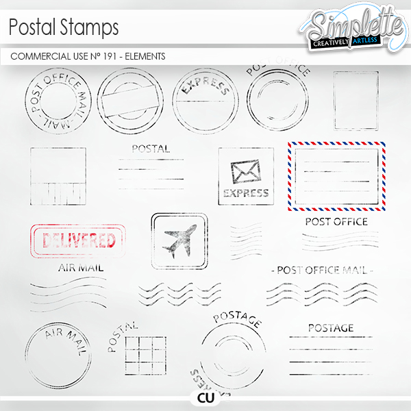 Postal stamps (CU elements) 191 by Simplette | Oscraps