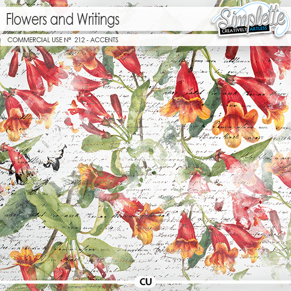 Flowers and Writings (CU accents) 212 by Simplette | Oscraps