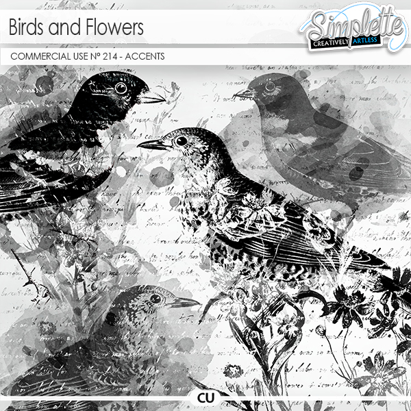Birds and Flowers (CU accents) 214 by Simplette | Oscraps