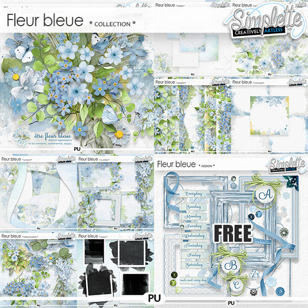 Fleur Bleue (collection with free addon) by Simplette | Oscraps