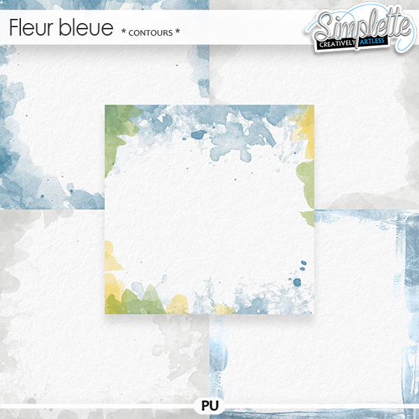 Fleur Bleue (contours) by Simplette | Oscraps