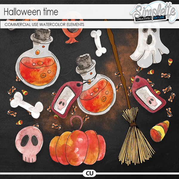 Halloween Time (watercolor CU elements) by Simplette | Oscraps