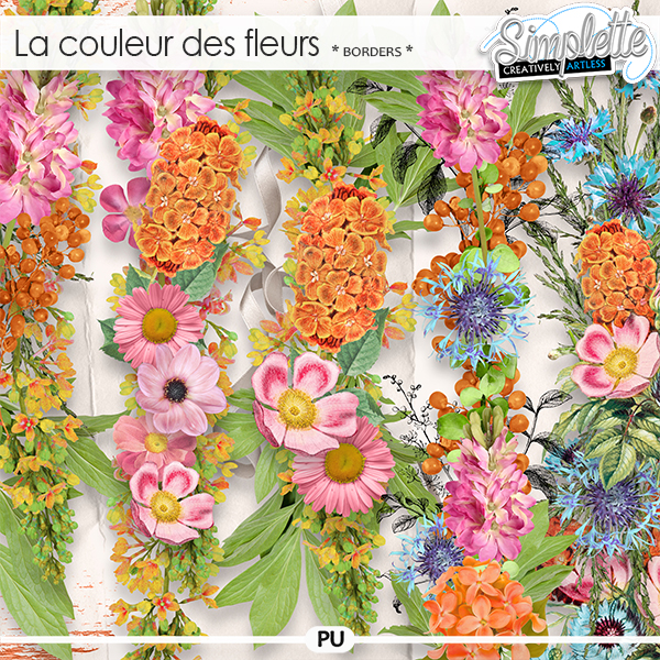 La couleur des Fleurs (borders) by Simplette | Oscraps
