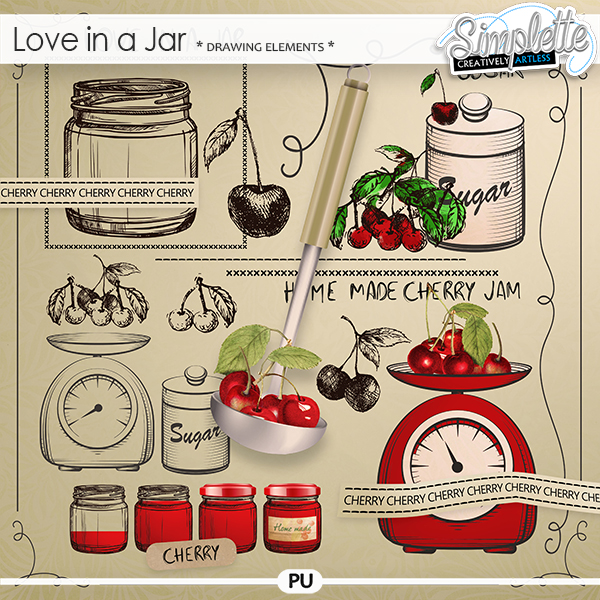 Love in a Jar (drawing elements) by Simplette Love in a Jar (drawing elements) by Simplette