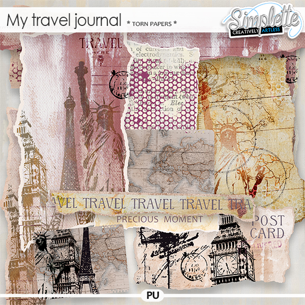 My Travel Journal (torn papers) by Simplette | Oscraps