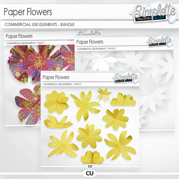 Paper Flowers (CU elements) BUNDLE
