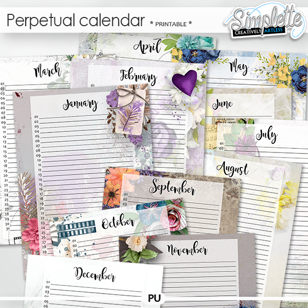 Perpetual Calendar (printable) by Simplette | Oscraps