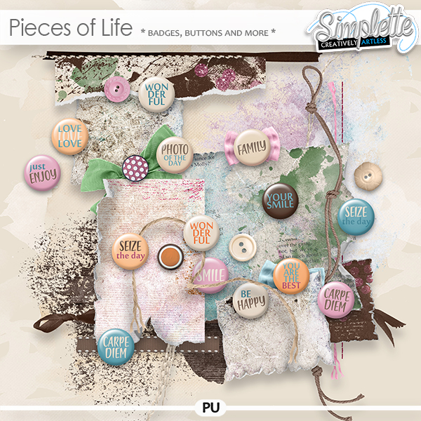 Pieces of Life (badges, buttons and more) by Simplette | Oscraps
