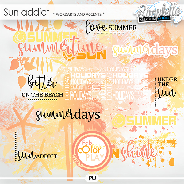 Sun Addict (wordarts and accents) by Simplette Fab Friday Oscraps
