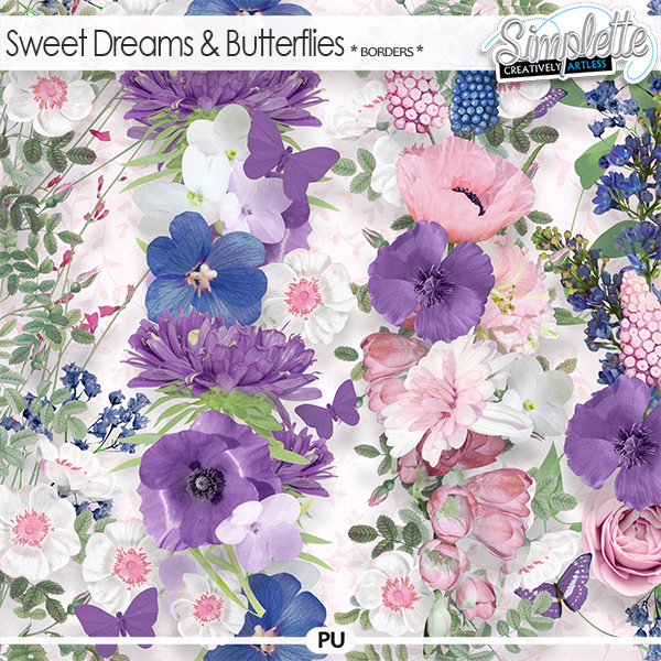Sweet Dreams and Butterflies (borders) by Simplette