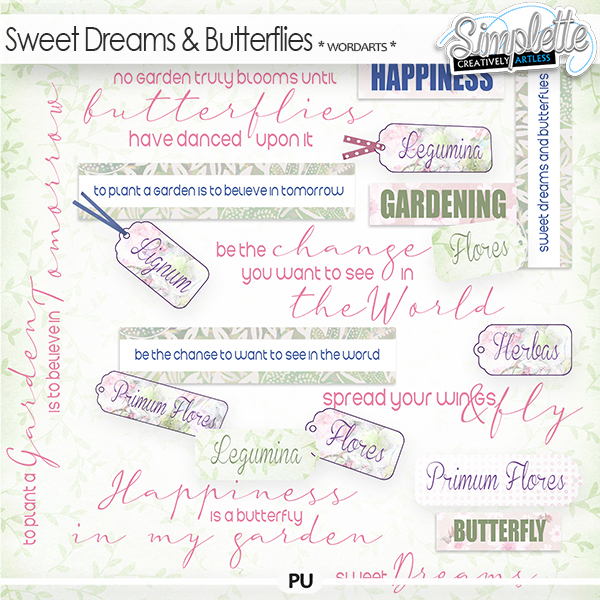 Sweet Dreams and Butterflies (wordarts) by Simplette