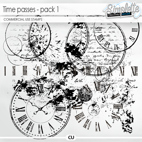 Time passes (CU stamps) pack 1 by Simplette | Oscraps
