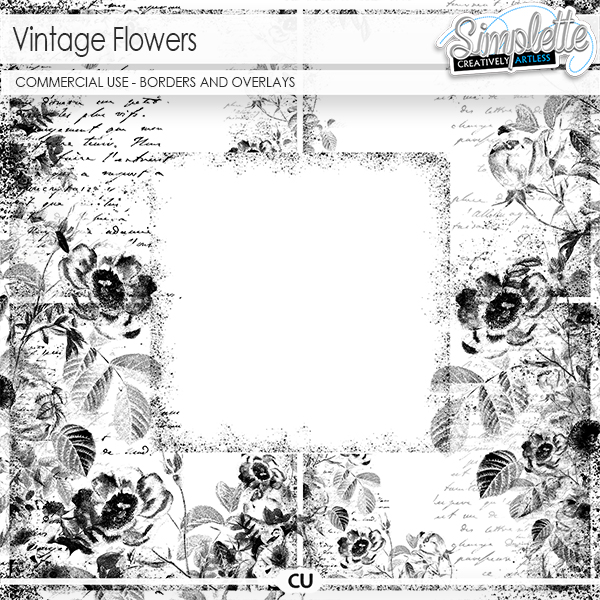 Vintage Flowers (CU borders and overlays) by Simplette | Oscraps