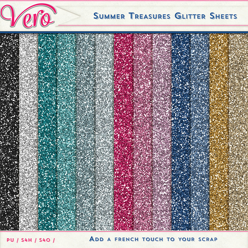 Summer Treasures Glitter Papers by Vero Summer Treasures Glitter Papers by Vero
