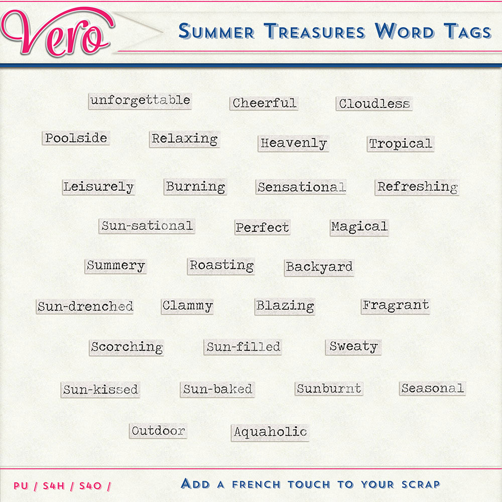 Summer Treasures Word Tags by Vero Summer Treasures Word Tags by Vero