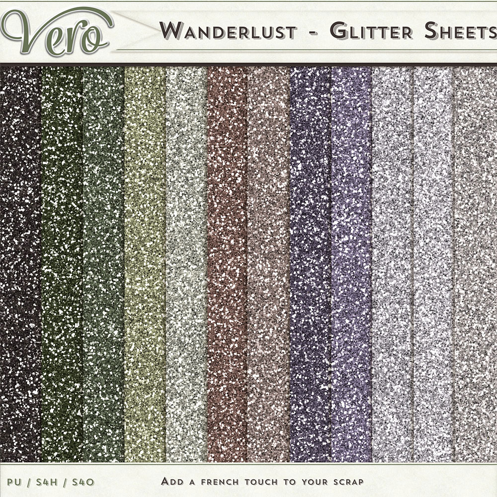 Wanderlust Glitter Sheet Papers by Vero