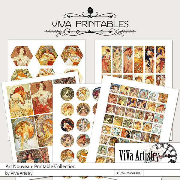 Art Nouveau printable collection by ViVa Artistry