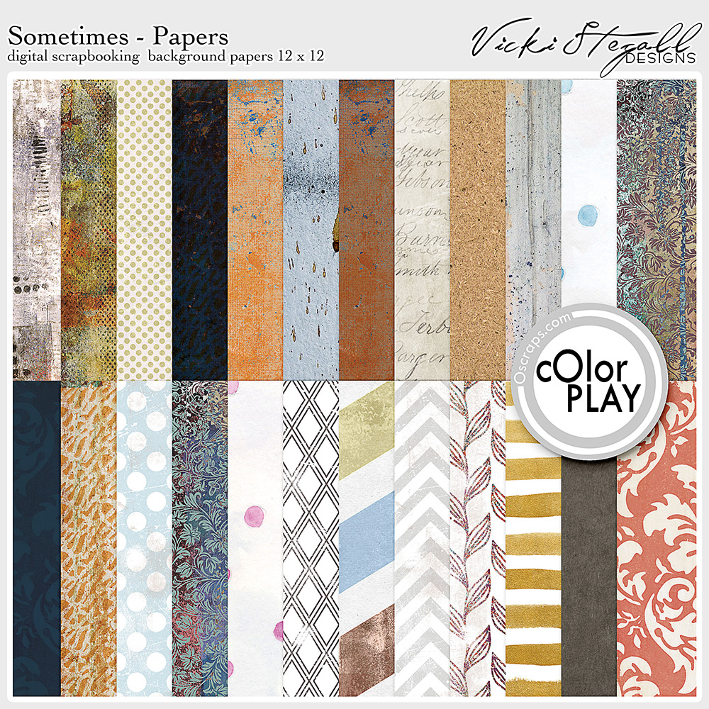 Sometimes Digital Scrapbooking Patterned Background Papers