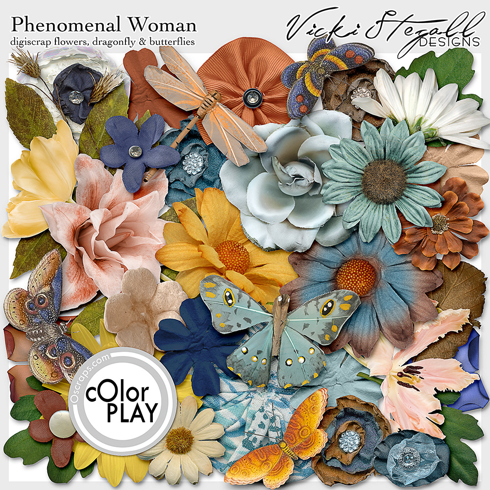 Phenomenal Woman Digital Scrapbook Flowers
