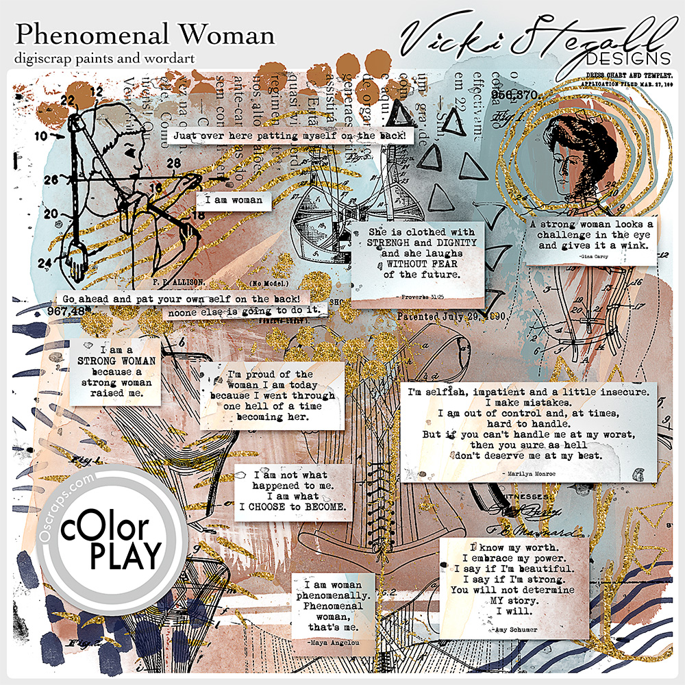 Phenomenal Woman Digital Scrapbooking Paints and WordArt