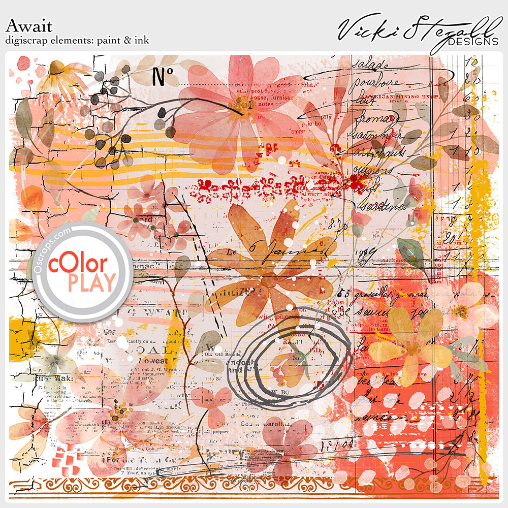 Await Digital Scrapbook Paint and Ink by Vicki Stegall