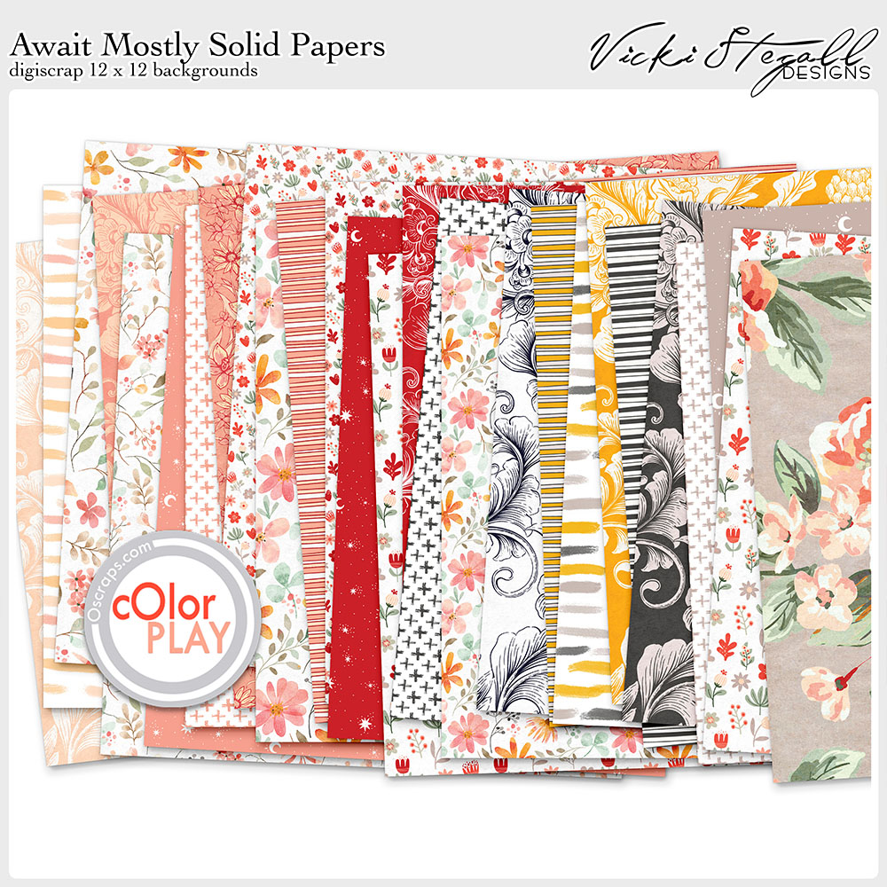 Await Digital Scrapbook Patterned Papers by Vicki Stegall 
