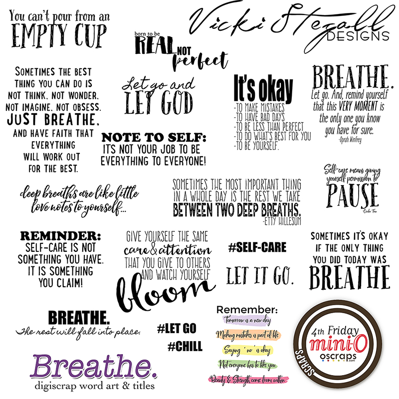 Breathe Scrapbook Word Art and Titles by Vicki Stegall