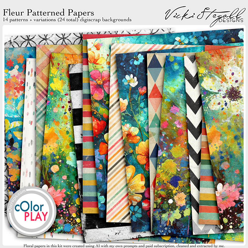 Fleur Patterned Papers by Vicki Stegall