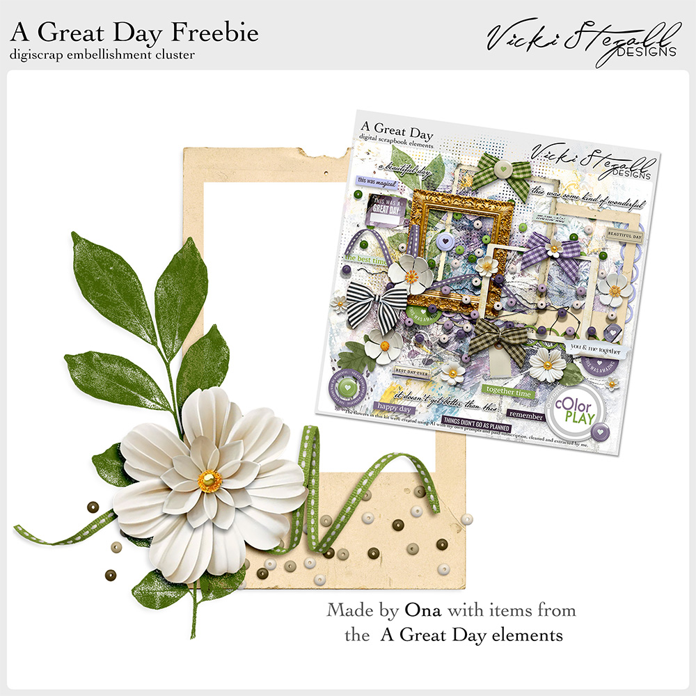 Digital Scrapbooking FREEBIE A Great Day by Vicki Stegall Designs