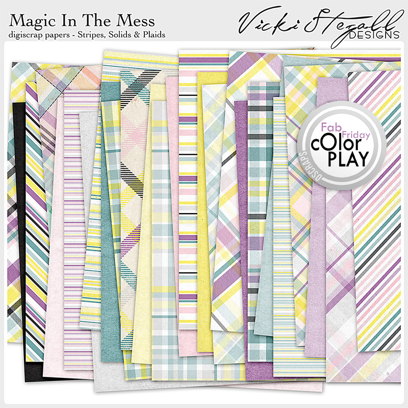 Magic in the Mess Solids Stripes and Plaid Papers