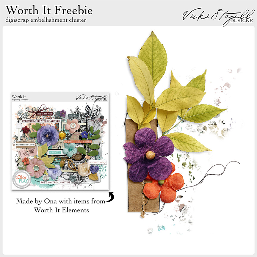 Digital Scrapbooking FREEBIE Worth It by Vicki Stegall Designs